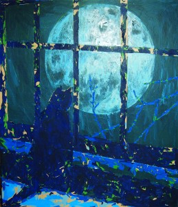 full moon, 150x130cm,acrylic and wax on canvas,2016